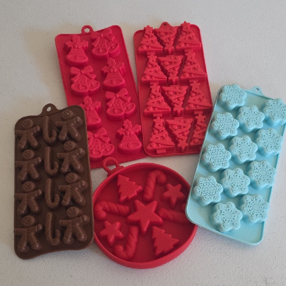 Holiday Silicone Mold Set in Red, Brown, and Blue